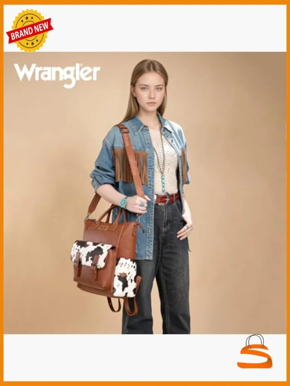 Convertible Backpack Purse Cow Print with Crossbody Strap